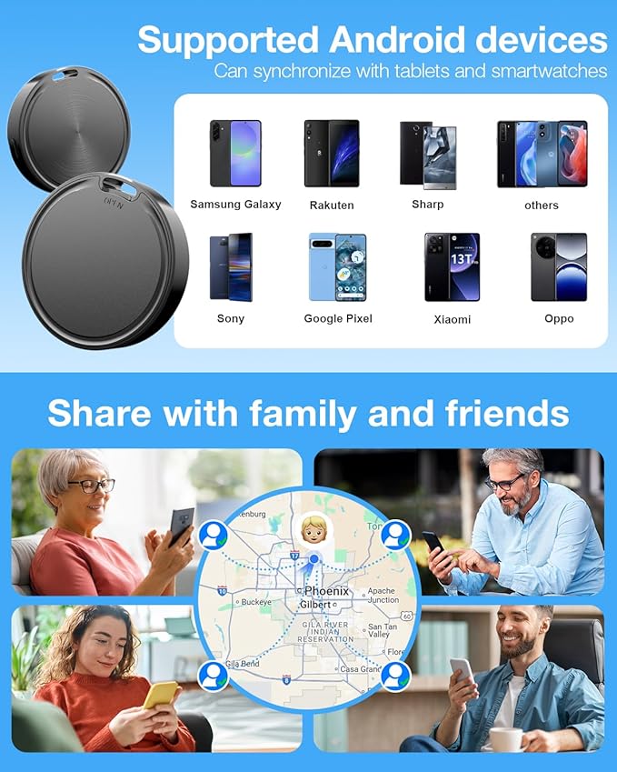 Air Tags for Android,Air Tags-1 Pack Android,Air Tracker Tags with 1 Case,2 Year Battery Life,Google Find Trackers for Google'S Find Hub App,IP65 Waterproof Luggage Tracker Tags for Keys
