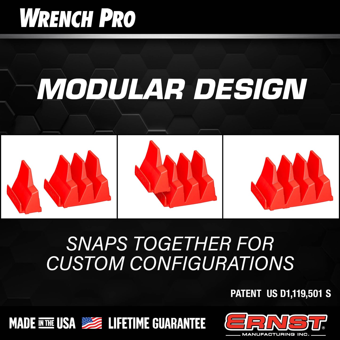 Ernst Manufacturing Wrench Pro Wrench Storage for 20 Wrenches with Anti-Slip Cleats - Blue (Patented) - Made in the USA