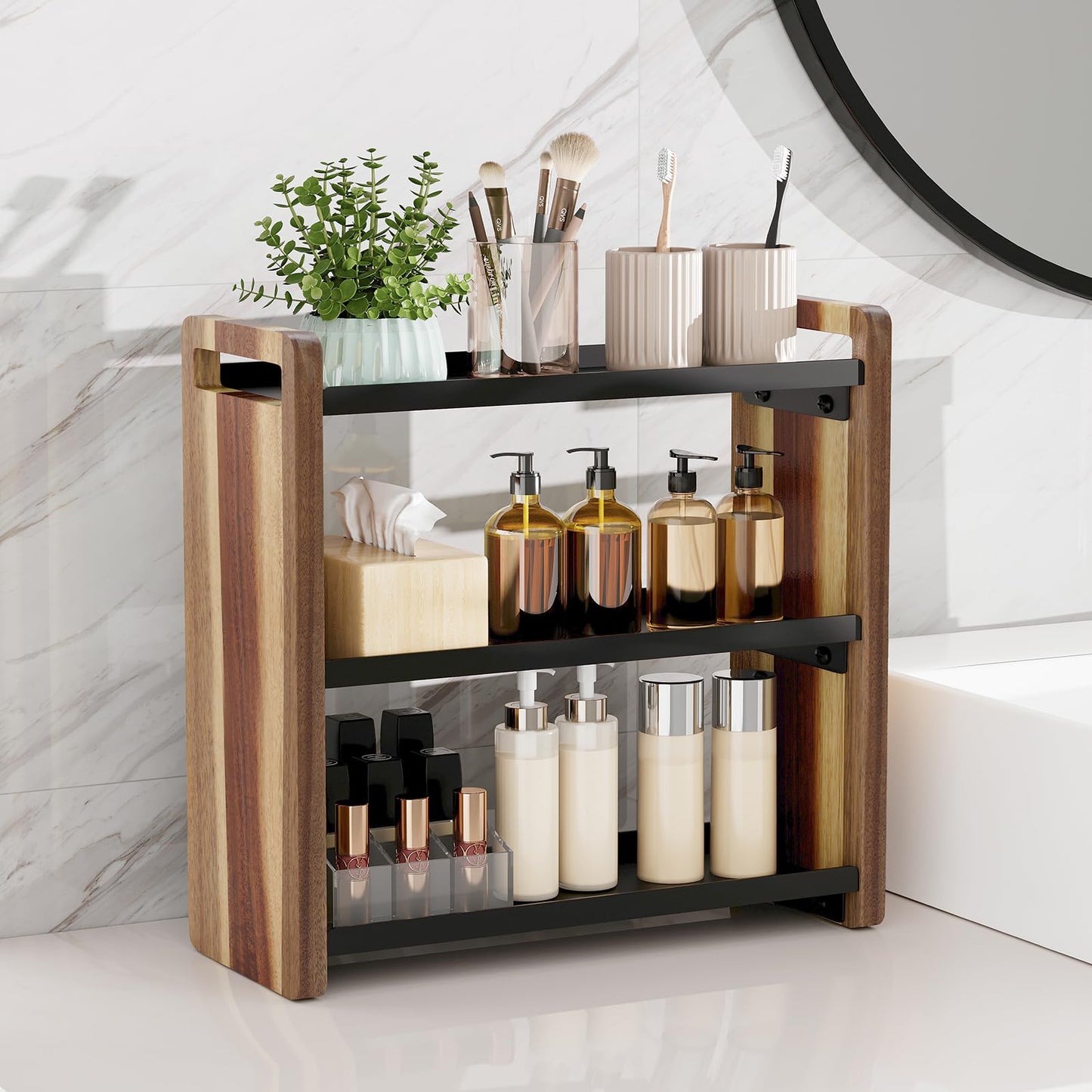 UJQSUN Bathroom Counter Organizer,Bathroom Counter Shelf,Bathroom Organizers,Organizers and Storage,Under Sink Organizer,Cologne Organizer For Men,Cologne Cabinet,Vanity Shelf(Acacia 3 Tier)