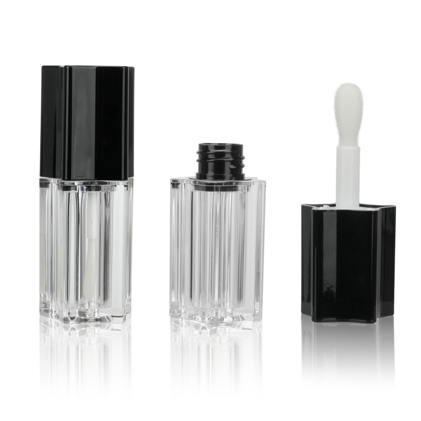 COSIDEA 30pcs 5ml 0.17oz Black Star shape big doe foot wand lip gloss tubes for DIY lipgloss containers with thick brush
