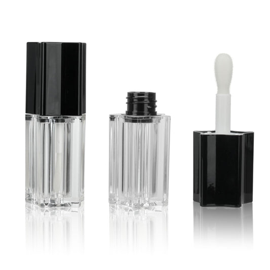 COSIDEA 30pcs 5ml 0.17oz Black Star shape big doe foot wand lip gloss tubes for DIY lipgloss containers with thick brush