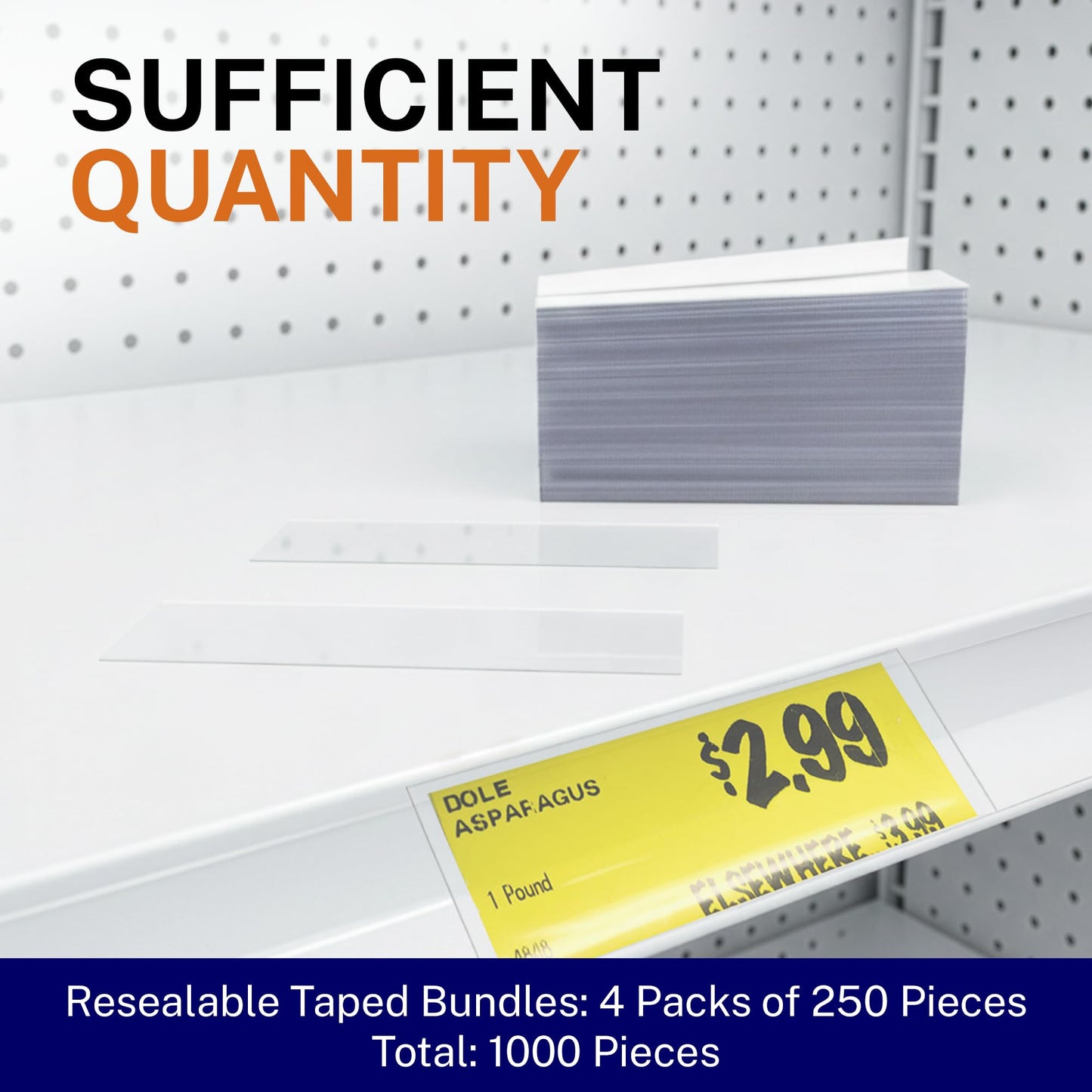 CinchSigns Clear Plastic Label Holder - Shelf Price Tag Holder, 1000 Count Bulk Bundle - 7.5mm Thick Glossy Chips for Retail Merchandising, Warehouses and Professional Store Display - 3.25"L × 1.25"H