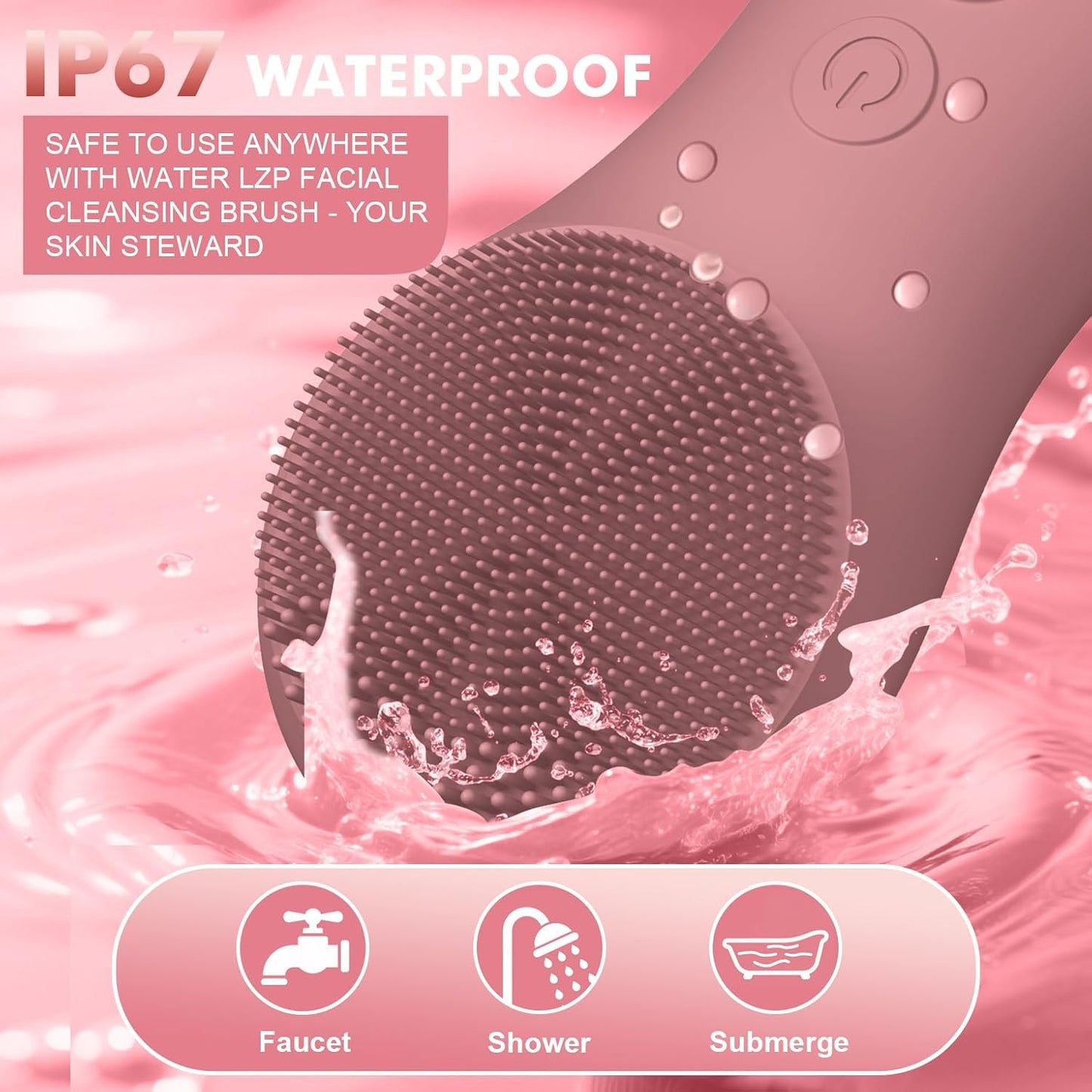 LZP Silicone Face Scrubber, Electric Facial Cleansing Brush with 6 Speeds Vibration Technology, Rechargeable & Waterproof Exfoliating Scrub Brush for Cleansing and Massaging, Men Women