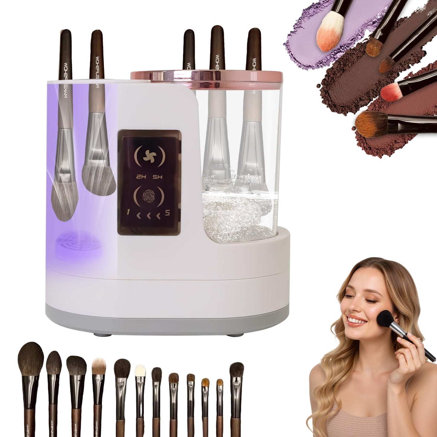 CanVrinxol 3-in-1 Automatic Makeup Brush Cleaner and Dryer, Deep Cleaning & Drying, Fits All Brush Sizes, Perfect Electric Cleaning System Gift for Makeup Lover