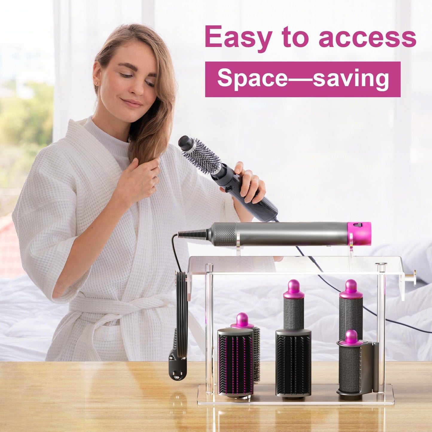 YeWink Airwrap Holder for Dyson - HQ Acrylic Hair Tool Storage Stand - Countertop Desktop Organizer for Dyson Styler and Accessories - Space-Saving Bathroom Beauty Holder