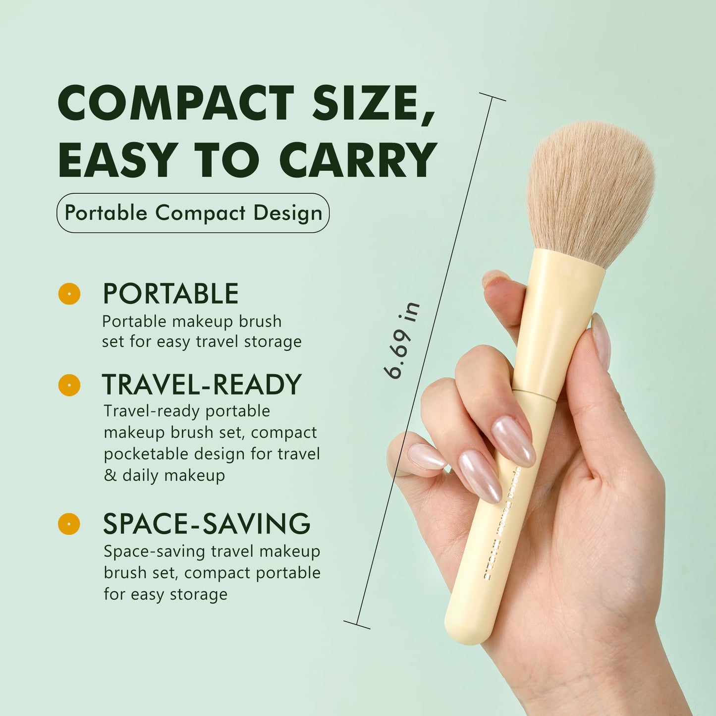 VYNESTRA Travel 12 Piece Makeup Brushes Set Labeled Face and Eye Make Up Brush Set Complete with Foundation, Concealer, Contour, Blending, Blush, Eyeshadow Brush with Travel Holder Case, Butter Yellow