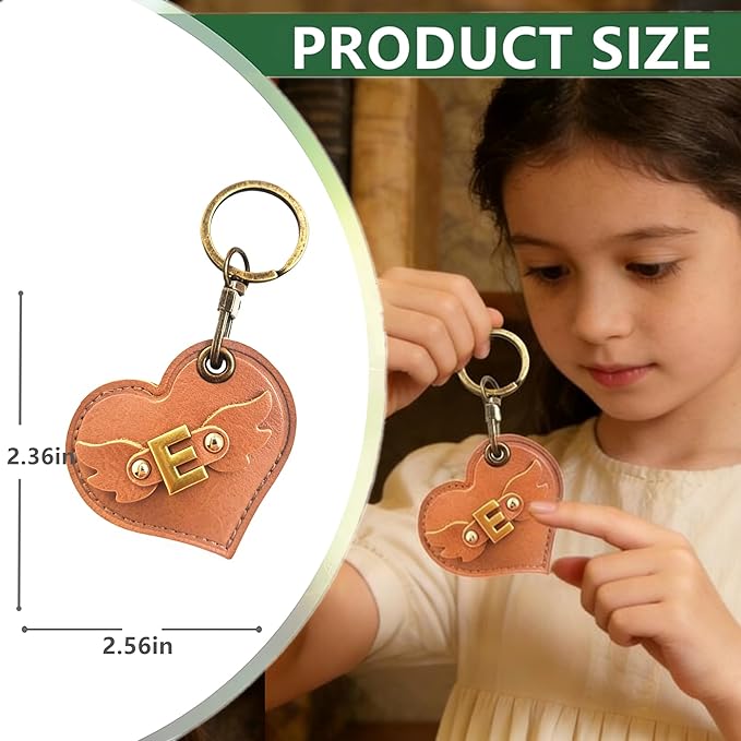 Initial Letter Leather Alphabet Keychain Holder Case Compatible with AirTag,Cute Protective Air Tag Cover with Bronze Keyring,Anti-Scratch Finder GPS Tracker Case for Pets Keys Wallet Luggage(E)