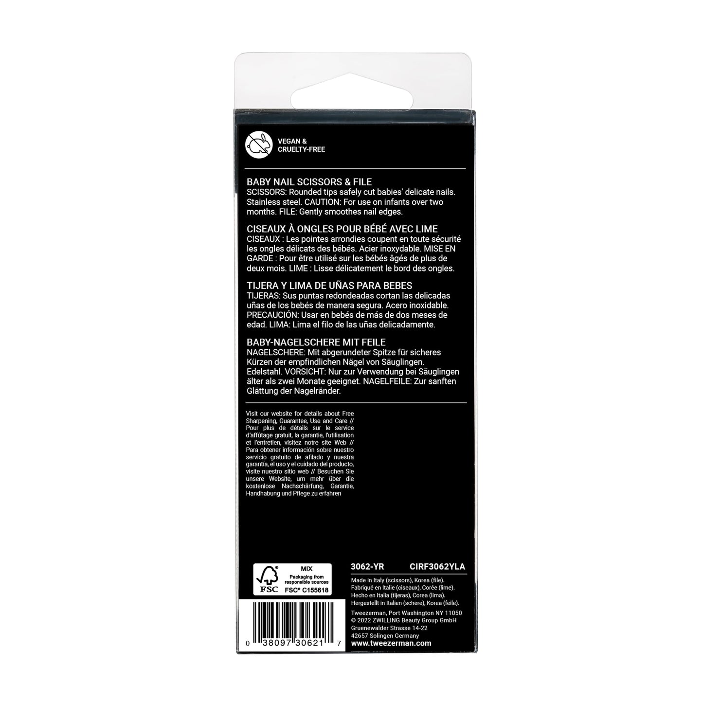 Tweezerman Baby Nail Scissors with Bear File (Color May Vary)