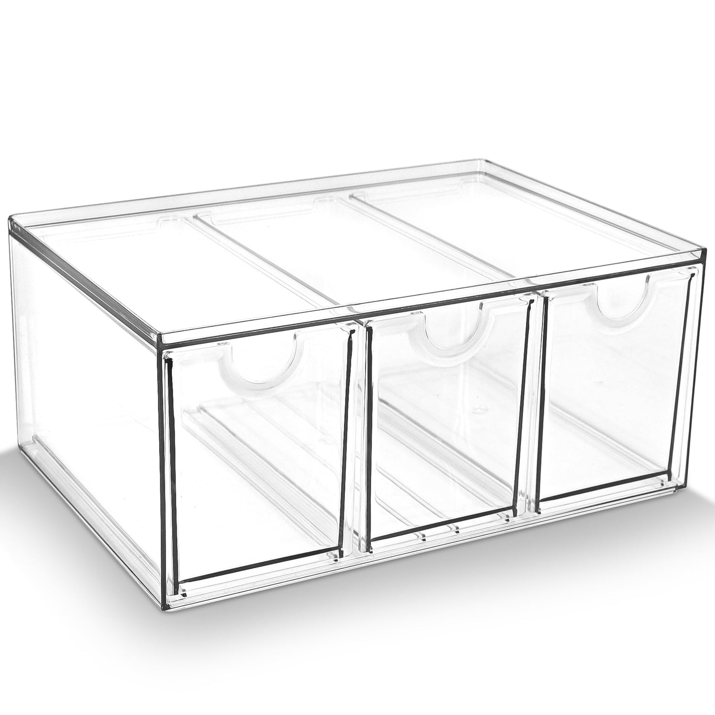 Prsildan Acrylic Makeup Organizer Stackable Storage Drawers with 3 Drawers for Office Desk Vanity Craft Room Clear Drawer Organizers for Hair Accessories Art Supplies Cosmetics Modular System