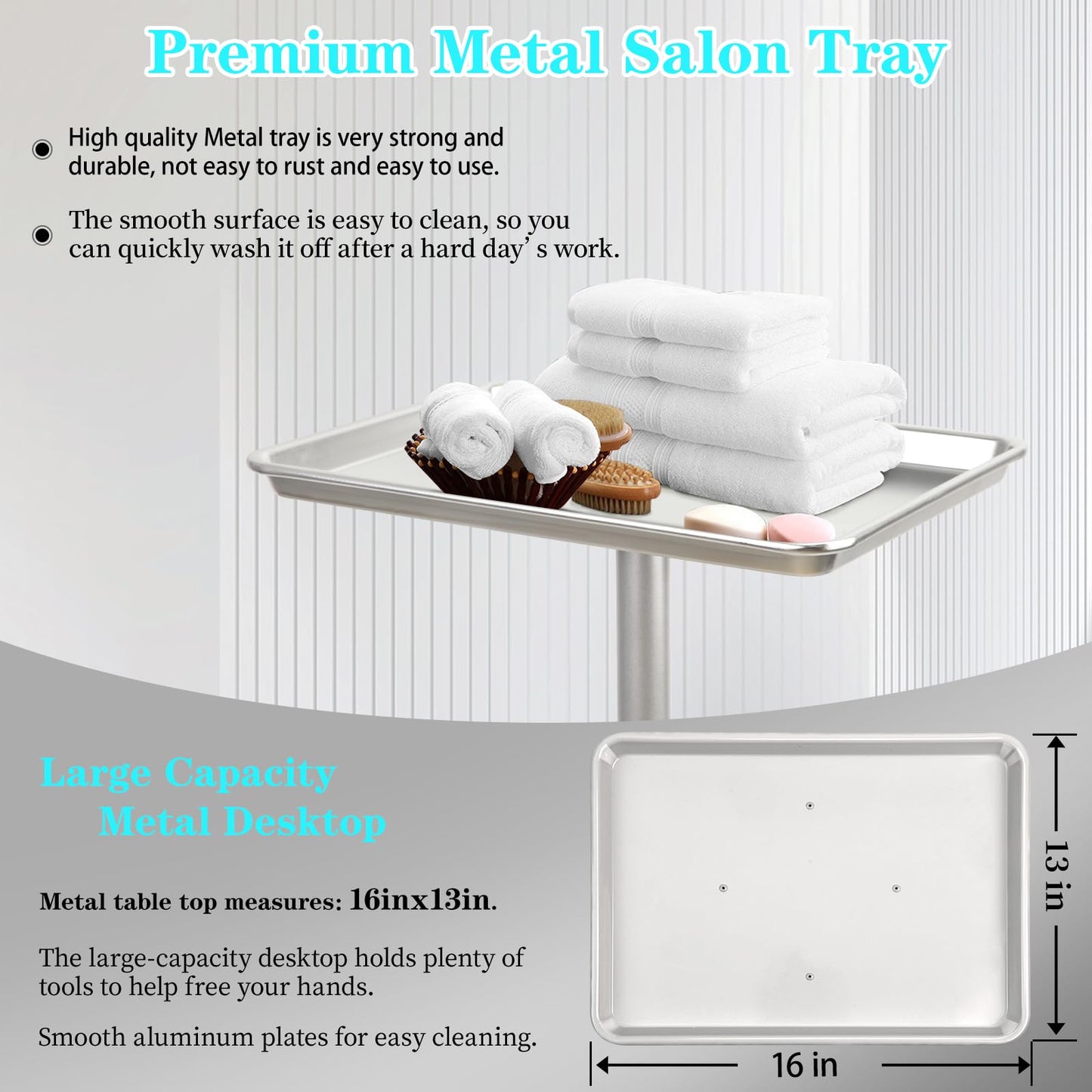 Salon Tray on Wheels, Salon Color Tray with Adjustable Height, Hair Stylist Tray, Suitable for Tattoo Tray and Dental Tray
