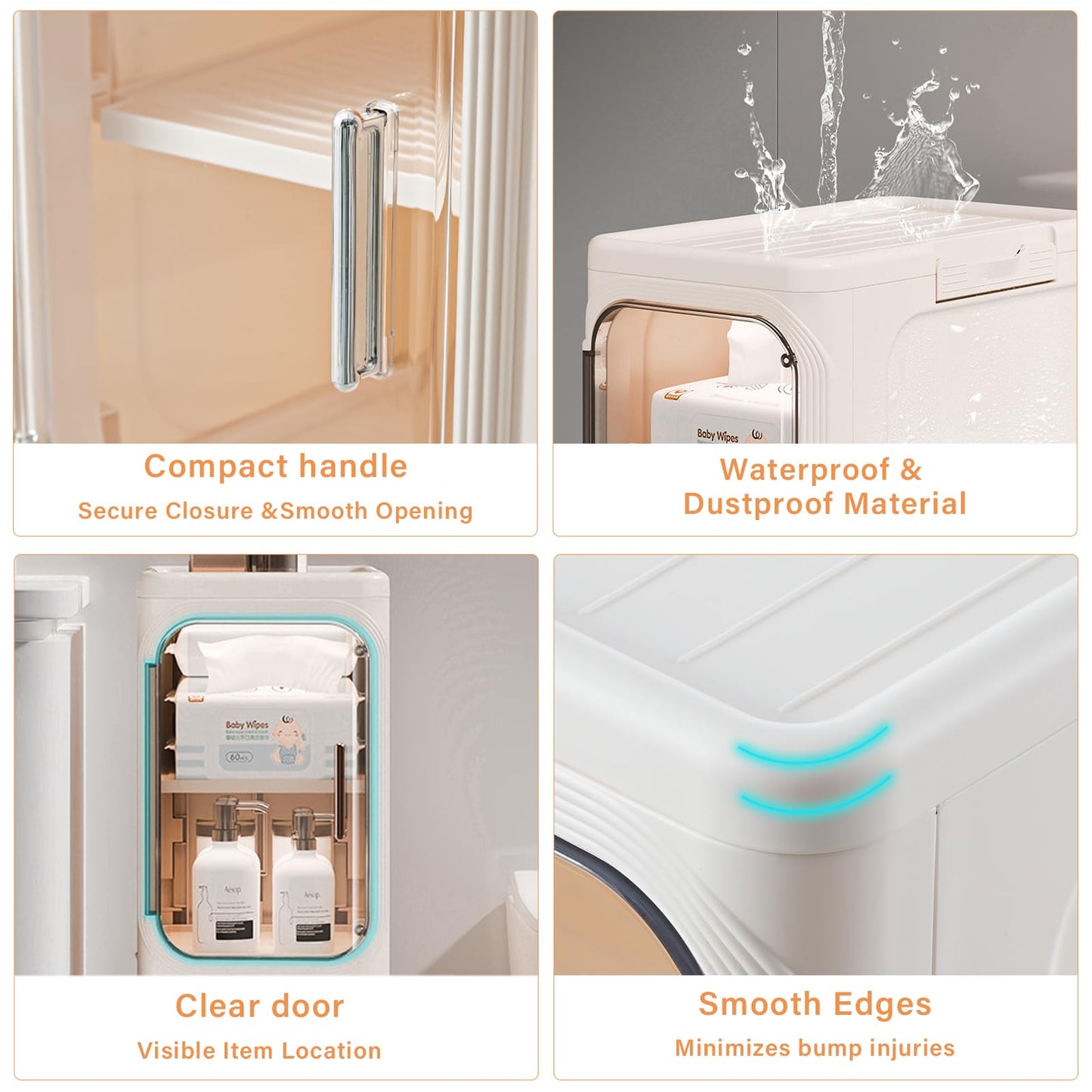 AntStep 2-Tier Slim Bathroom Storage Cabinet, Narrow Storage Cabinet with Wheels, Adjustable Shelves, Magnetic Doors, Water-Proof, Anti-Tip Skinny Organizer Cabinet for Small Space, Cream White