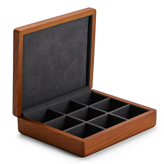 Oirlv Solid Wood Ring Jewelry Box Organizer Earrings Jewelry Drawer Organizer Tray with Lid (Grey 9 Grid Box)