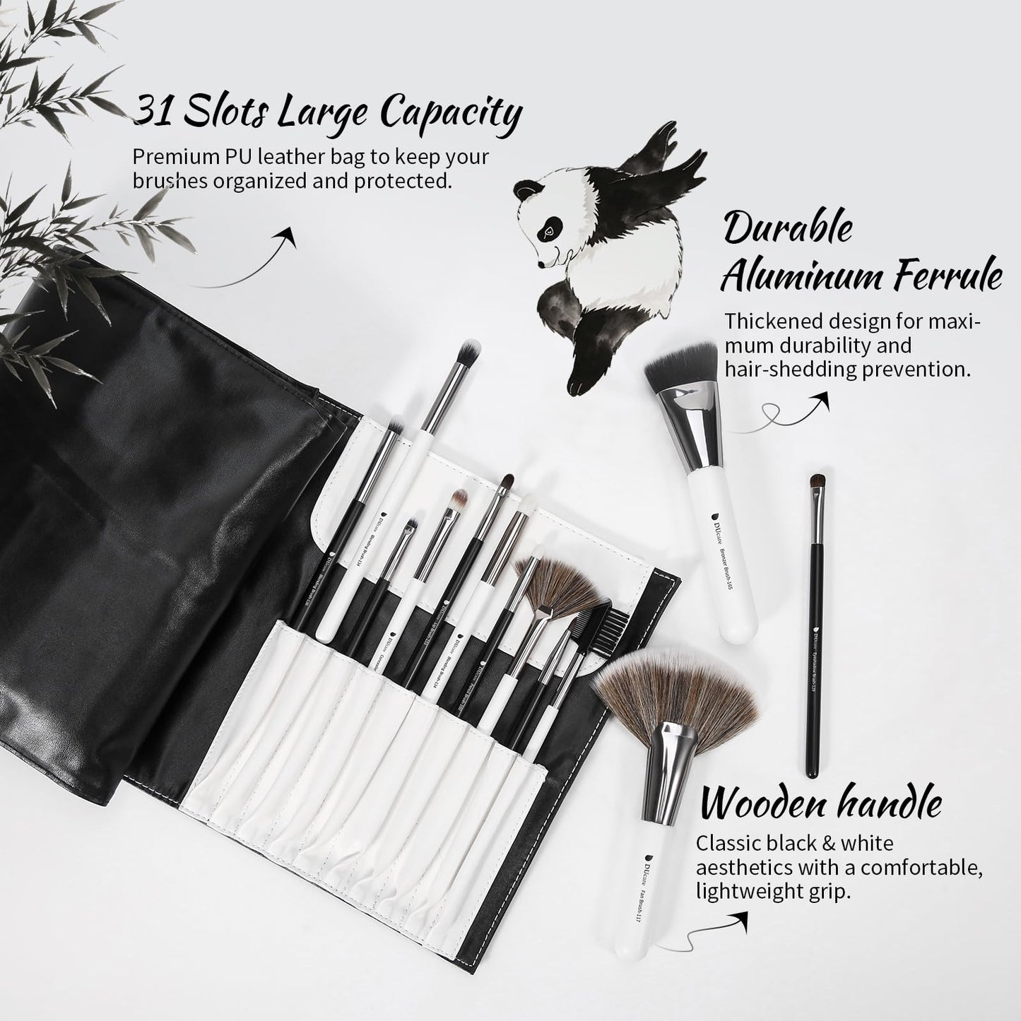 DUcare 31Pcs Pro Makeup Brushes Set with Organizer Dense Ultra Soft Bristle Luxury Make up Brushes for Foundation,Face Blending Powder, Contour, Bronzer,Highlight, Concealer, Eyeshadow