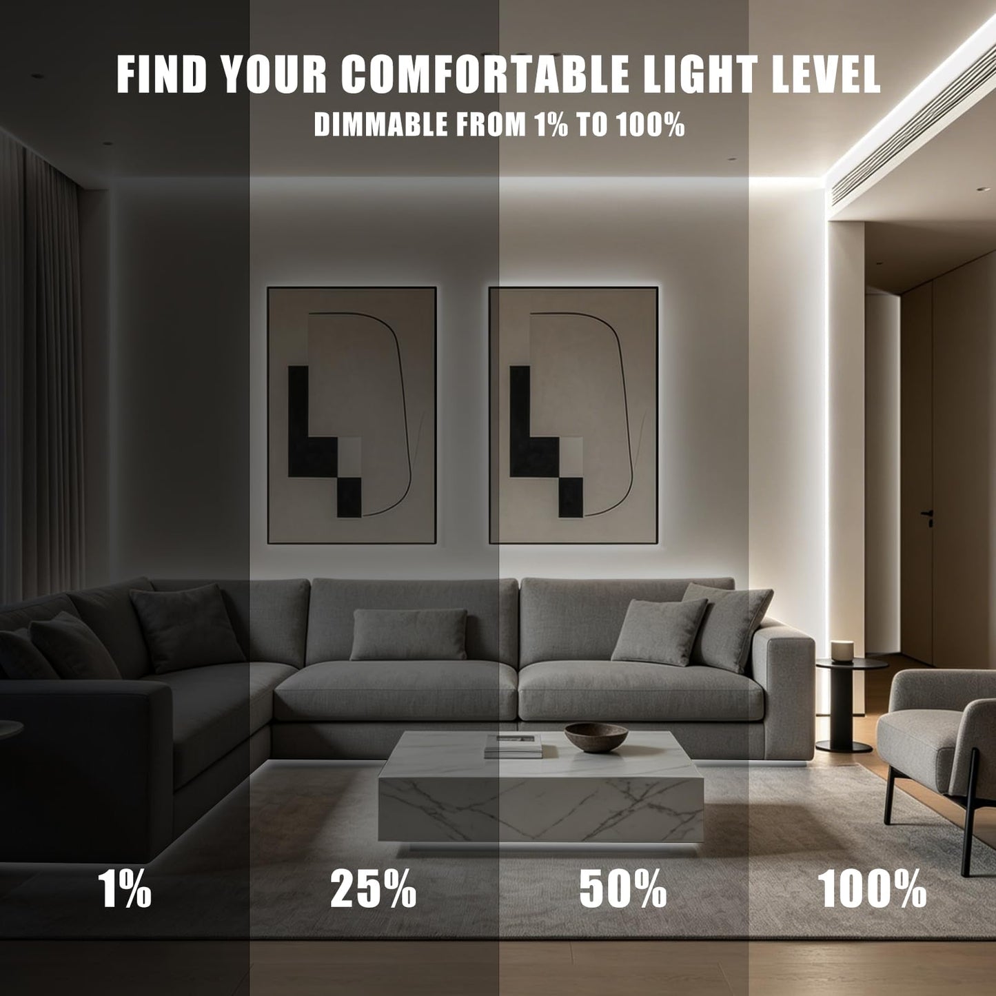 Olaholii 32.8ft Tunable White 2700K-6500K COB LED Strip Light with Remote, Dimmable Bright Led COB Light Strip, White CCT Adhesive Led Light for Kitchen Cabinet, Room