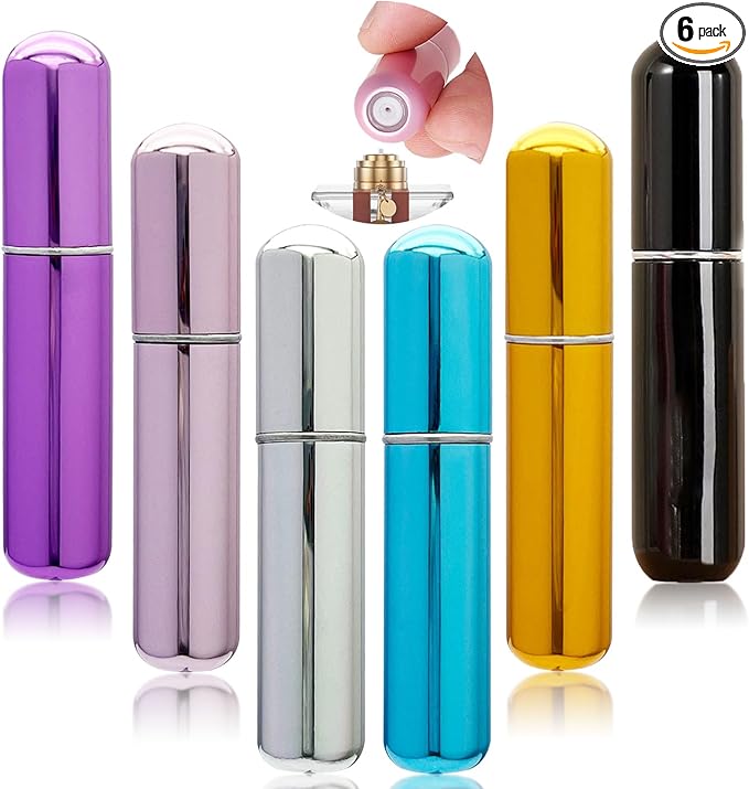 Atomizer Sprayer for Perfume, Travel Size Perfume Refillable Bottle Cologne Spray Bottles Empty Small and Portable, Easy to Filling Suitable for Traveling, Business, Outgoing(5ml, 6PCS)