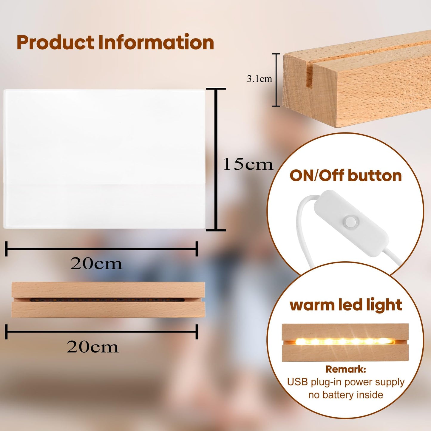 WANZELONYO Sublimate Blank Night Light 6X8 Inch 6 PCS LED Glass Photo Frames Panels