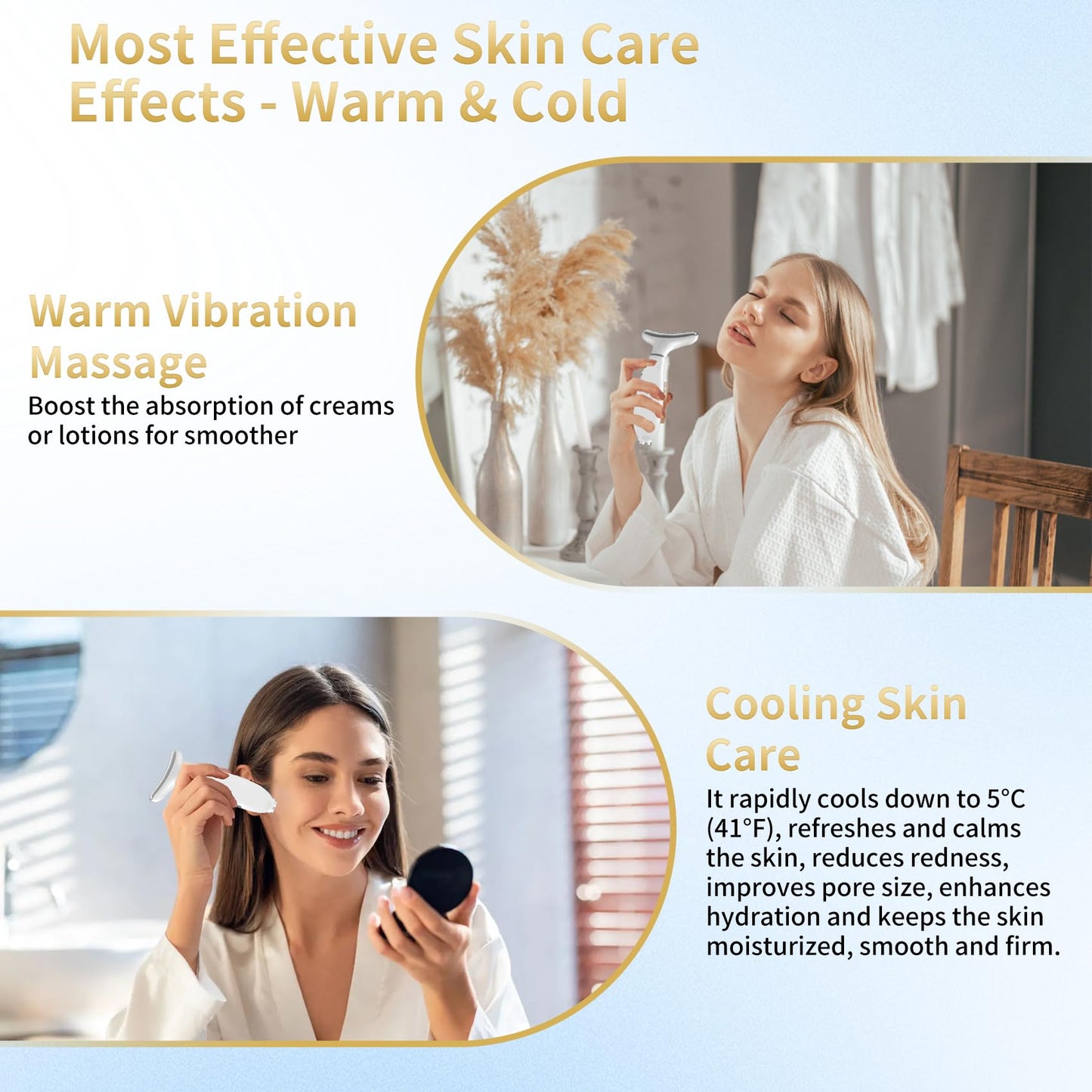 Red Light Therapy for Face and Neck, Facial Skin Care Tools, Micro-Current Vibration Facial Cold and Hot Service, Red and Blue LED Light, 4 Color LED Facial Light Therapy Device for Skin Care at Home