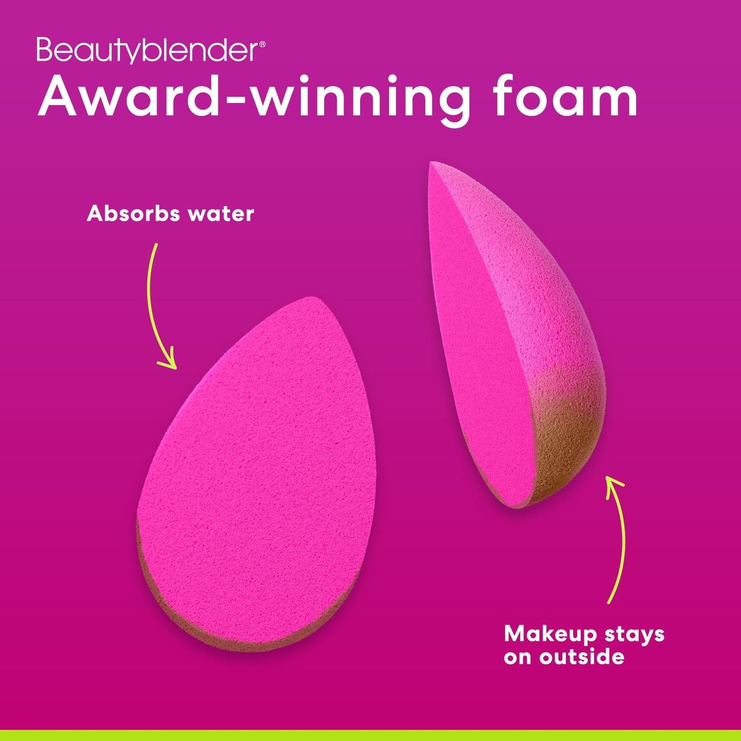 Beautyblender Original Pink Makeup Sponges | Super-Soft Blending Foam for Foundations, Powders & Creams | Reusable & Washable, Vegan & Cruelty Free, Streak-Free Finish - Pack of 2