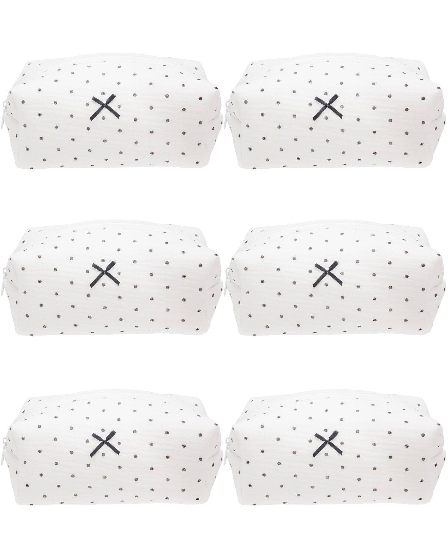 PAZIMIIK 6PCS Cozy Makeup Bag Small Aesthetic Travel Zipper Cosmetic Pouch for Women Make Up Beauty Accessories Brushes,Polka Dot