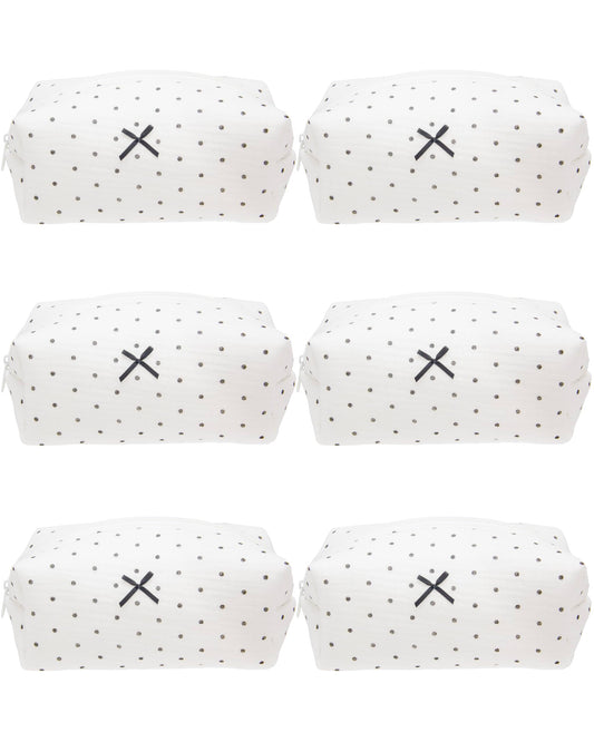 PAZIMIIK 6PCS Cozy Makeup Bag Small Aesthetic Travel Zipper Cosmetic Pouch for Women Make Up Beauty Accessories Brushes,Polka Dot