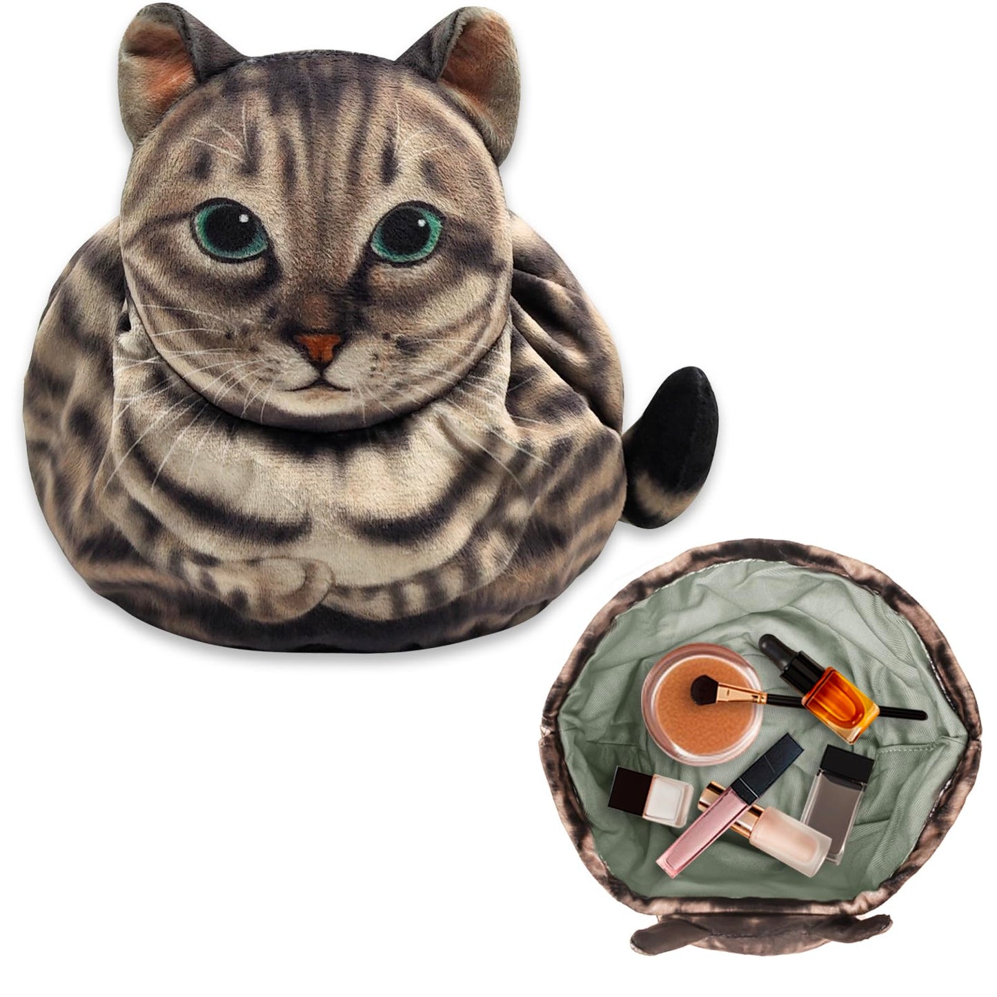 Openhahaha Openhaha Drawstring Travel Organizer, Cosmetic Pouch - Cat Gift, Lay Flat Makeup Bag Gifts for Cat Lovers