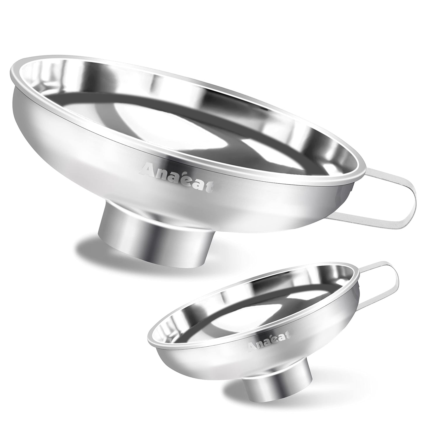 Anaeat Stainless Steel Canning Funnel with Handle for Wide and Regular Jars & Canning Jars, Wide-Mouth Funnels Excellent for Transferring Liquid and Dry Ingredients, Large Solids, Oil, Beans & Jams