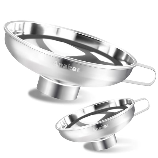 Anaeat Stainless Steel Canning Funnel with Handle for Wide and Regular Jars & Canning Jars, Wide-Mouth Funnels Excellent for Transferring Liquid and Dry Ingredients, Large Solids, Oil, Beans & Jams