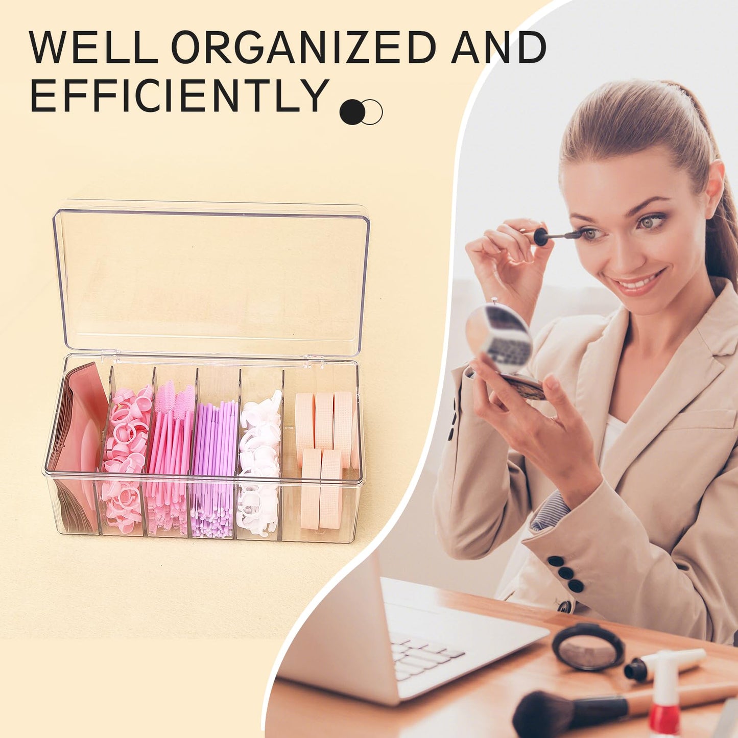 MoyRetty 1PC Acrylic Lash Extension Organizer, Large Capacity Eyelash Extension Supplies Storage Container Box, Neatly Store and Organize Your Lash Supplies
