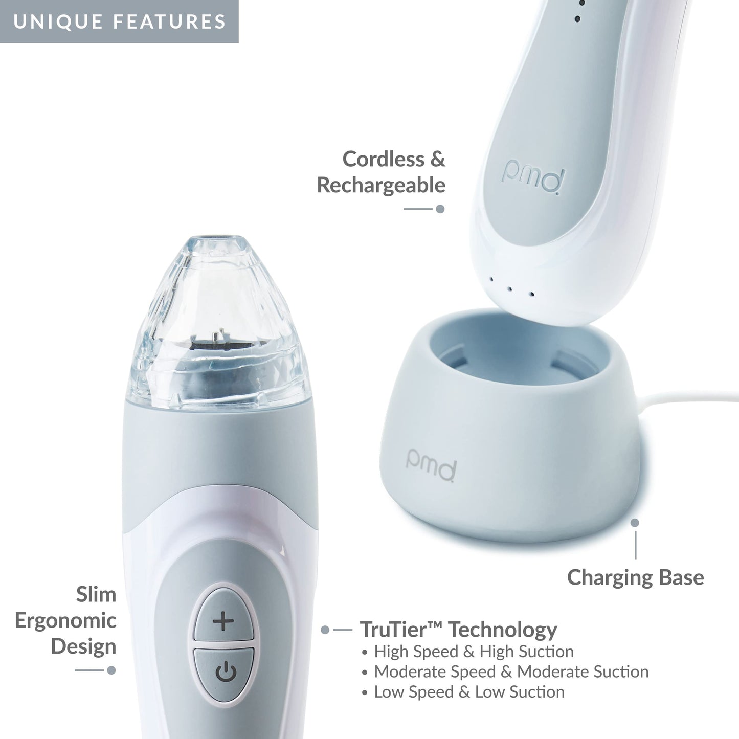 PMD Beauty Personal Microderm Elite Pro - At-Home Use, Facial Exfoliator Tool, Microdermabrasion Machine Kit for Face and Body Skincare, London Fog Grey + Serum