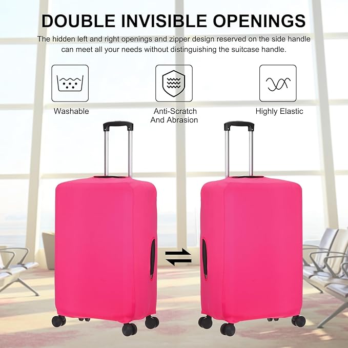 uxcell Travel Luggage Cover, Washable Suitcase Covers for Luggage Anti-scratch Suitcase Protector Elastic Baggage Protective, Fits 22-25 Inch Suit Case, Pink