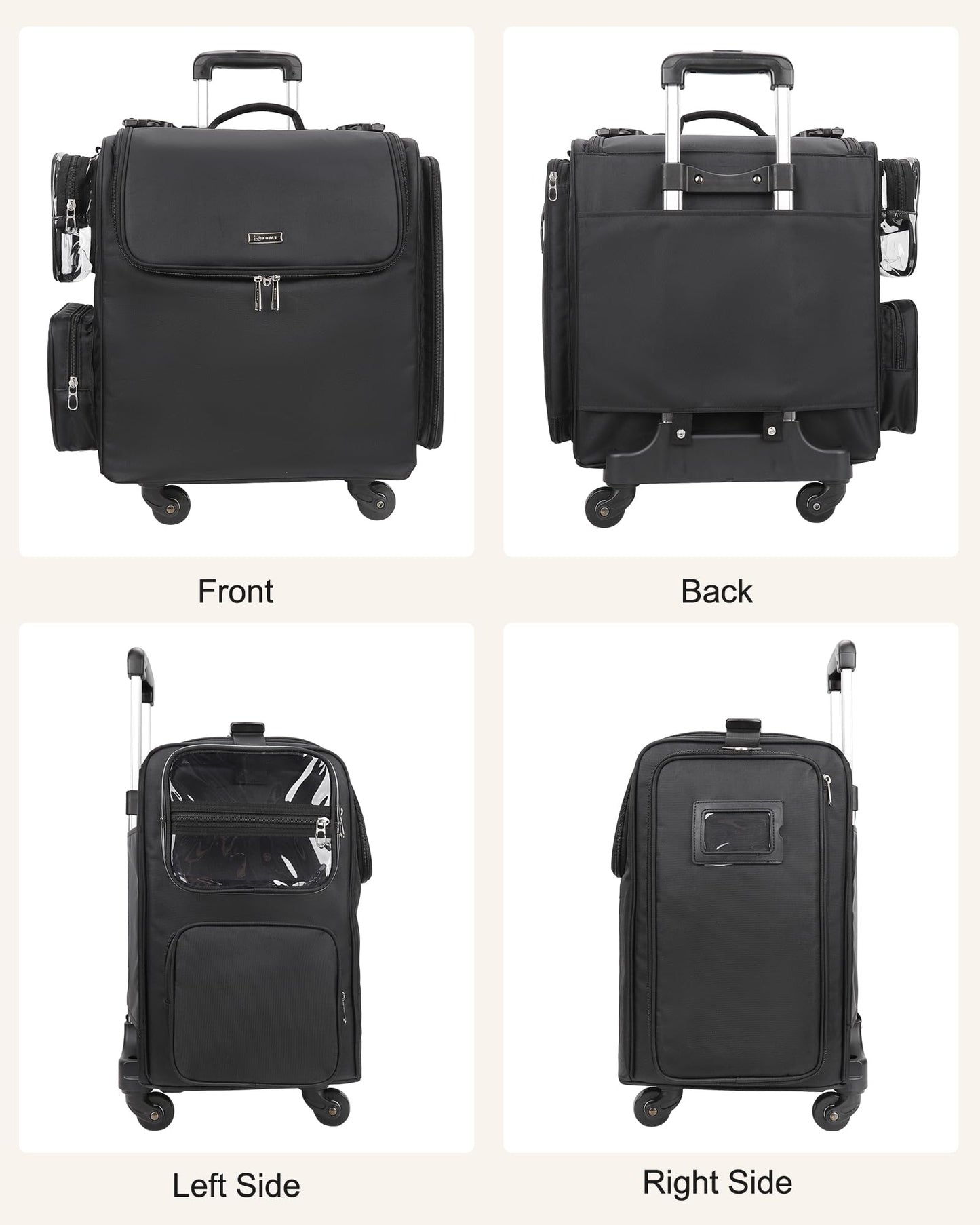 Relavel Rolling Makeup Train Case, Hairstylist Traveling Bag with 4 Wheels, Heat Insulation Full Layer, Adjustable Dividers, Hair Tools and Cosmetics Storage Organizer Trolley Suitcase Makeup Cart