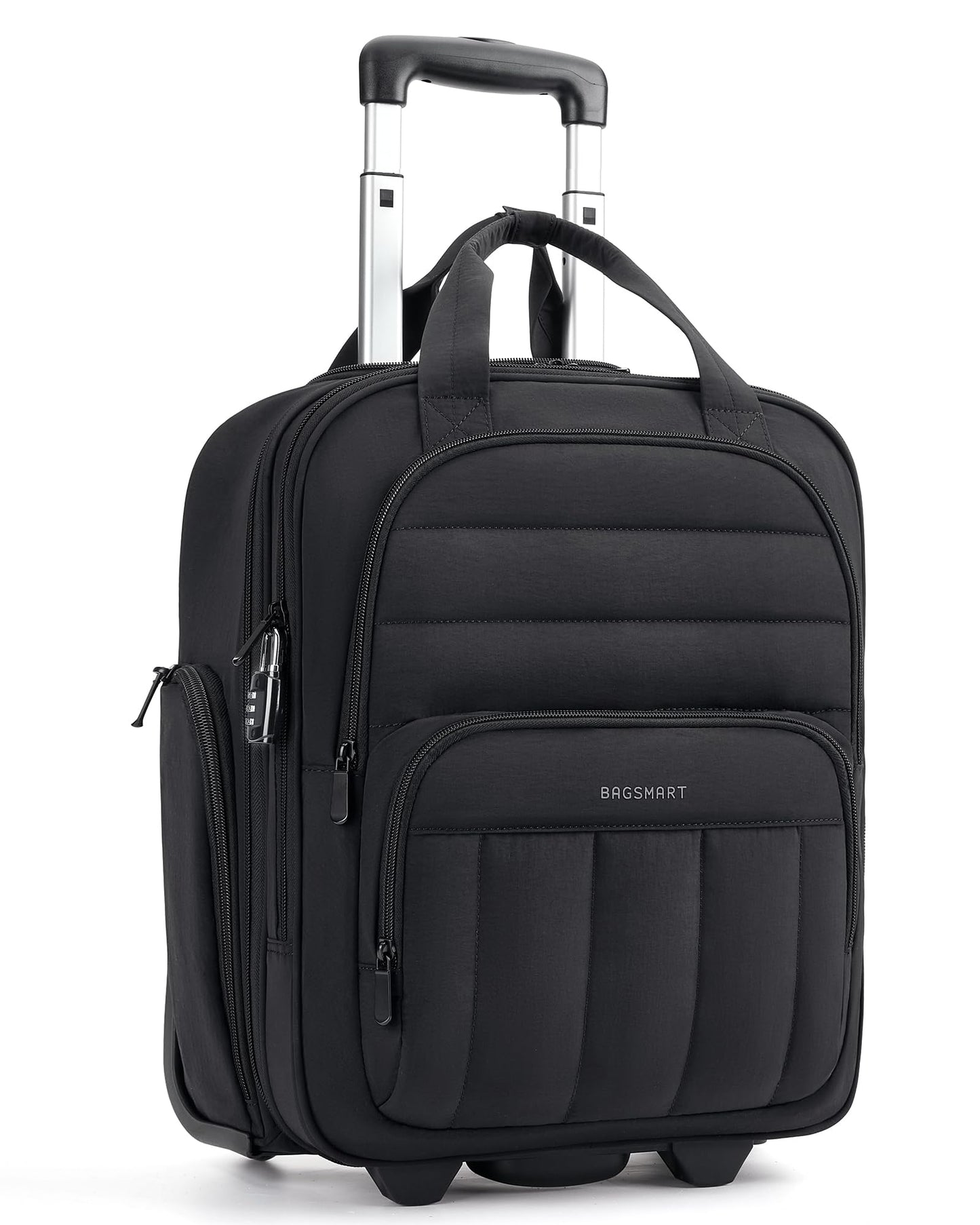 BAGSMART Small Underseat Carry on Luggage with Wheels, 16 inch Small Under Seat Luggage, Lightweight Travel Suitcase for Women, Classic