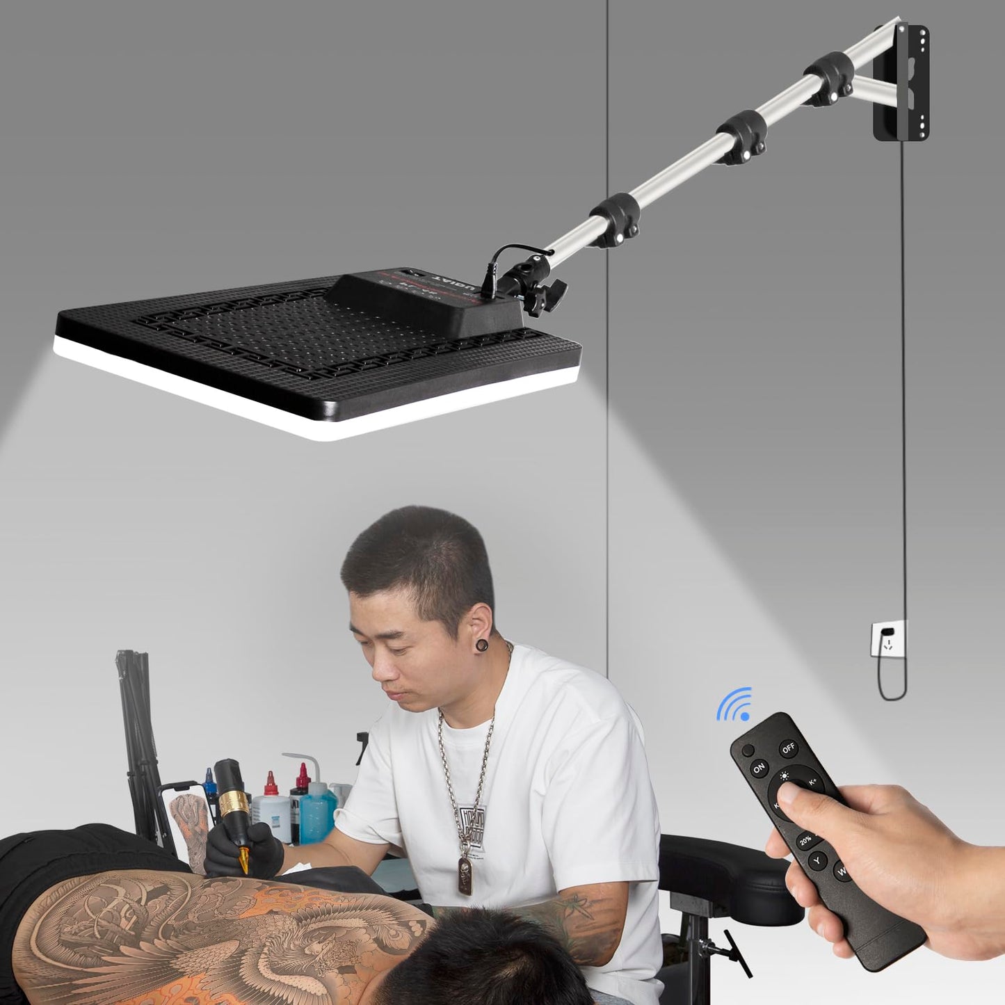 New wall-Mounted Tattoo lamp, Maximum 83 inches (210 cm), 19-inch Large LED Panel, Super Bright Work, Suitable Eyelash Extension, Beauty, Hairdressing, Photography and Live Broadcast