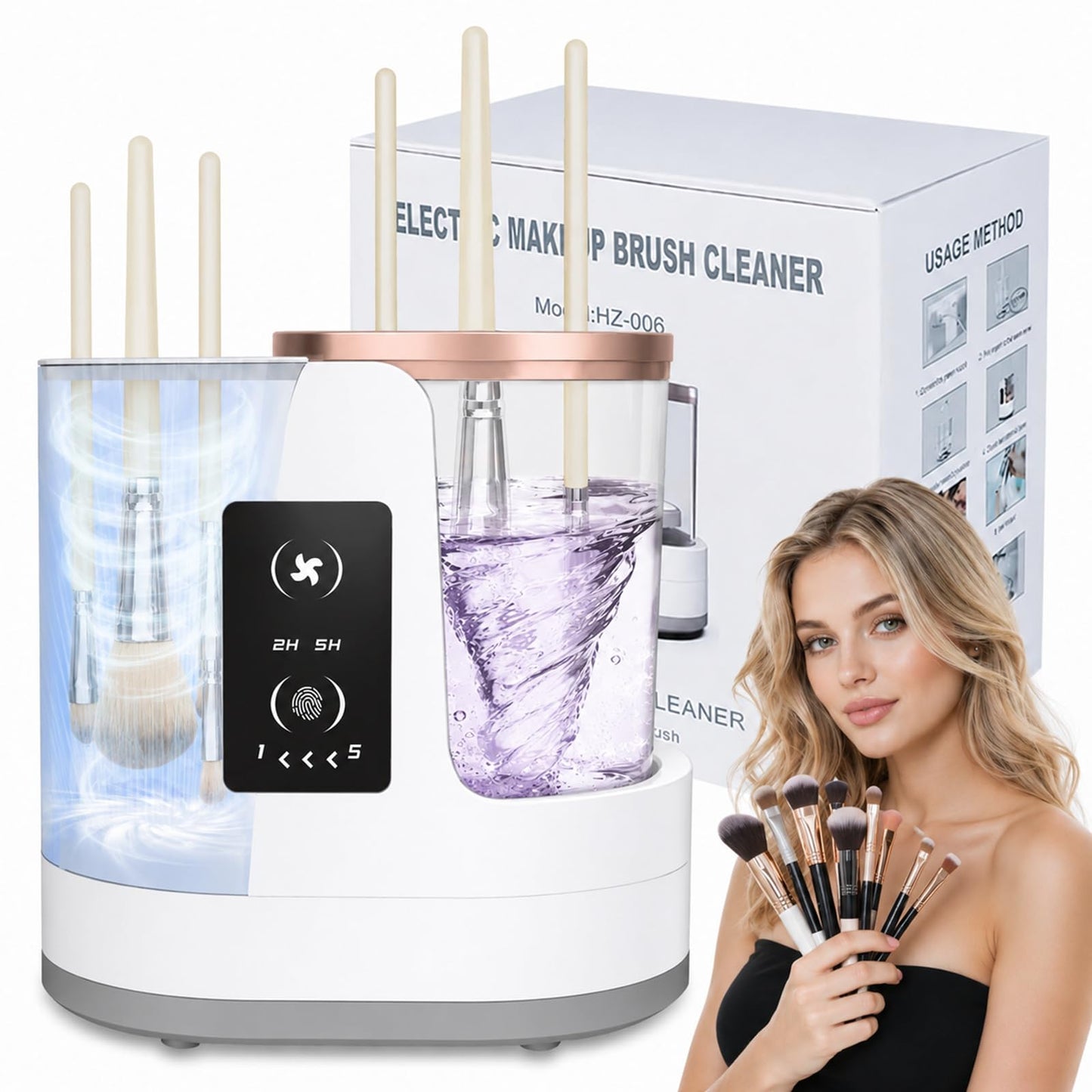 Electric Makeup Brush Cleaner 3-in-1, Automatic Brush Washing & Air-Drying Machine, Dual-Direction Deep Cleaning, Adjustable 2H/5H Drying, Fits Most Brush Sizes, Plug in Design (2026 Upgrade)