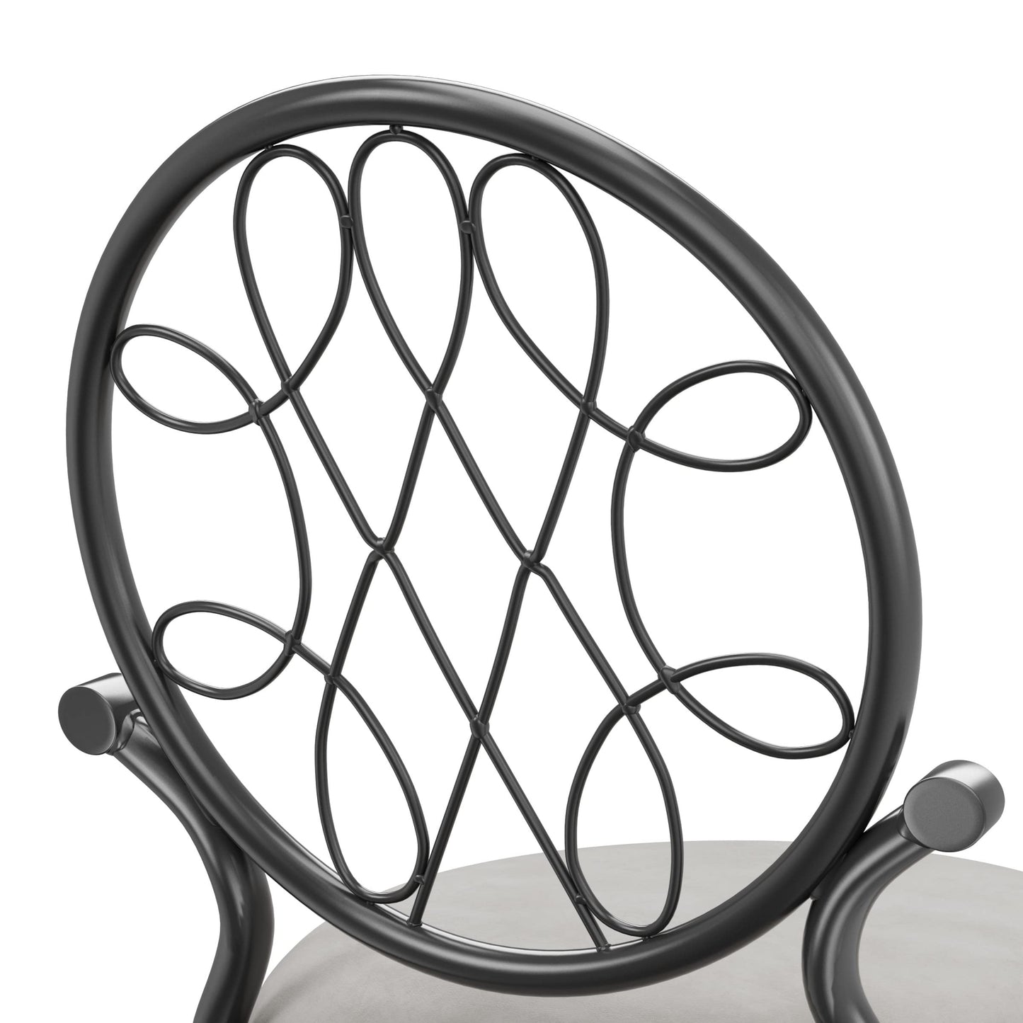 Hillsdale O'Malley Vanity Stool with Spiral Pattern Design, Metallic Gray Fabric