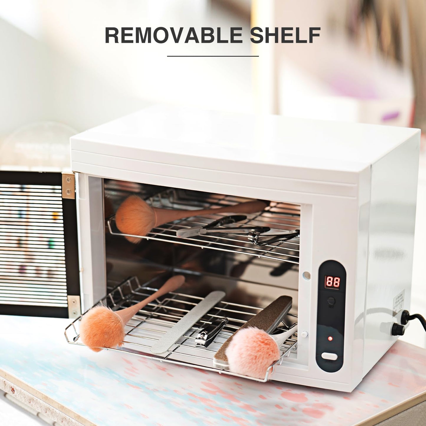 BRBLUERISE Nail Tool Cleaning Machine 17.14L Big Capacity UV Sanitizer Cabinet Salon Equipment for Spa Beauty Home Metal Tools