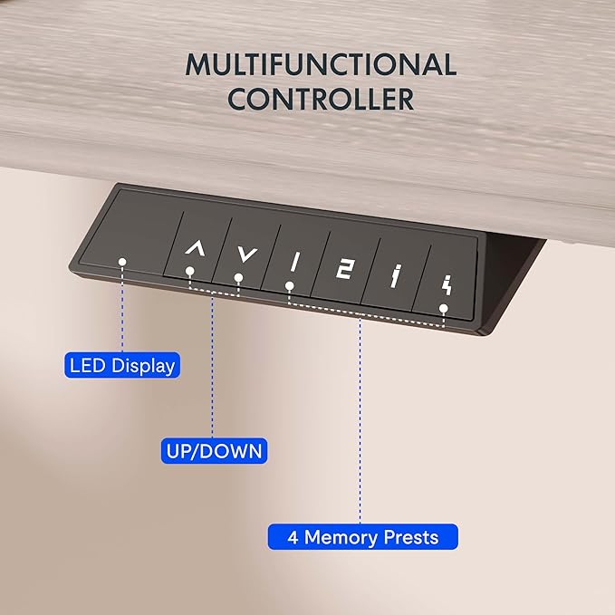 FLEXISPOT EN1 One-Piece Standing Desk with 1-Inch Thick Desktop, 60"x24" Electric Height Adjustable Desk for Home Office & Multi-Device Workstations, Gray Wood