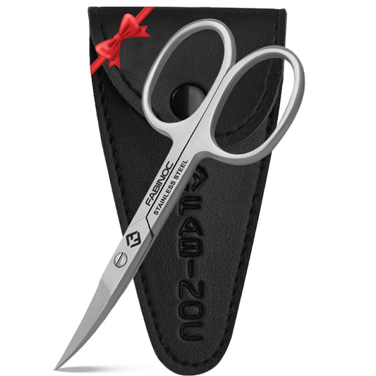 FABINOC Curved Nail Scissors for Women & Men – German Quality Stainless Steel – Small Manicure Pedicure Scissors for Fingernail, Toe Nail, Eyebrows & Mustache