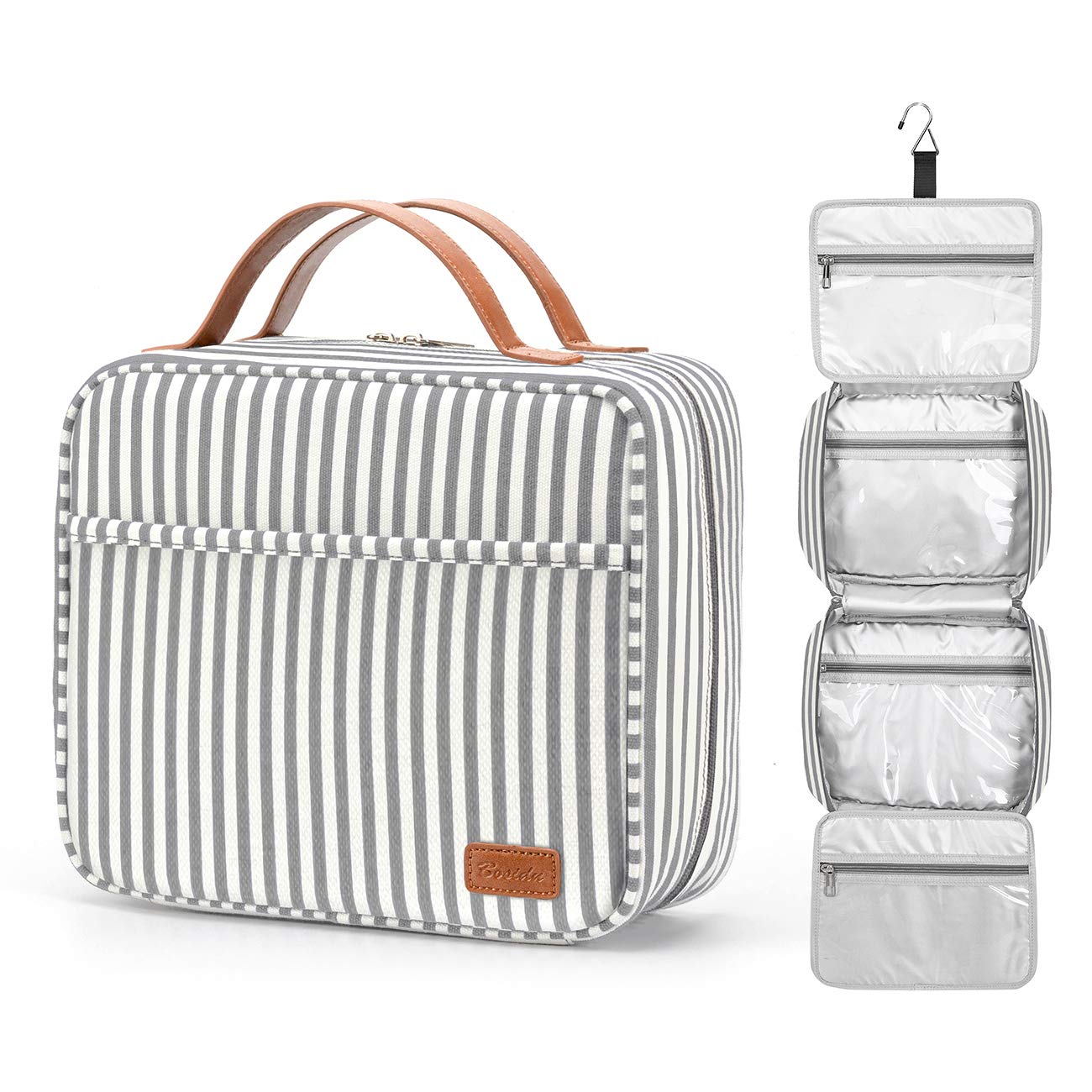 Bosidu Hanging Travel Toiletry Bag, Large Capacity Cosmetic Travel Toiletry Organizer for Women with 4 Compartments & 1 Sturdy Hook, Perfect for Daily Use/Valentines' Day