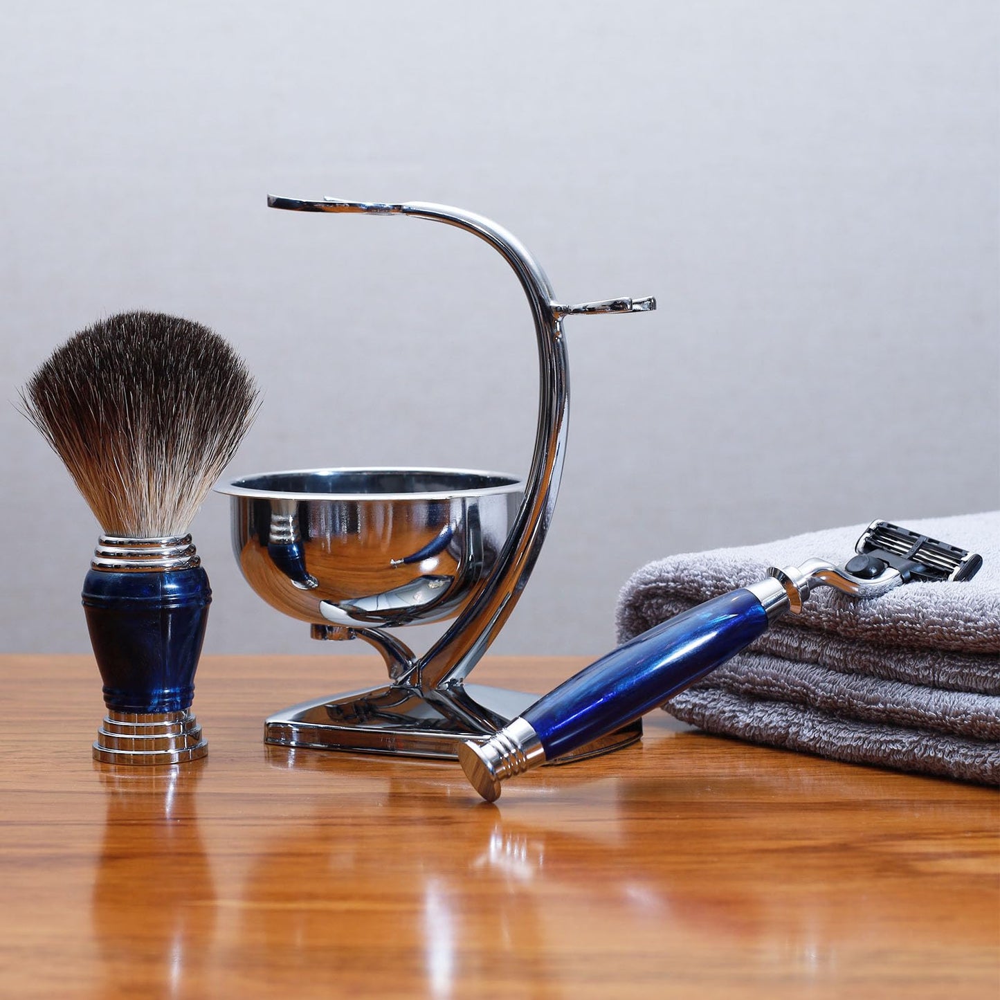 Magyfosia Professional Classic 3 Blade Safetry Razor Shaving Kit for Men with 3-Layer Triple Blade,Shaving Clean Brush Stand,Mug Bowl Set,Barbershop Smooth Shaver Set