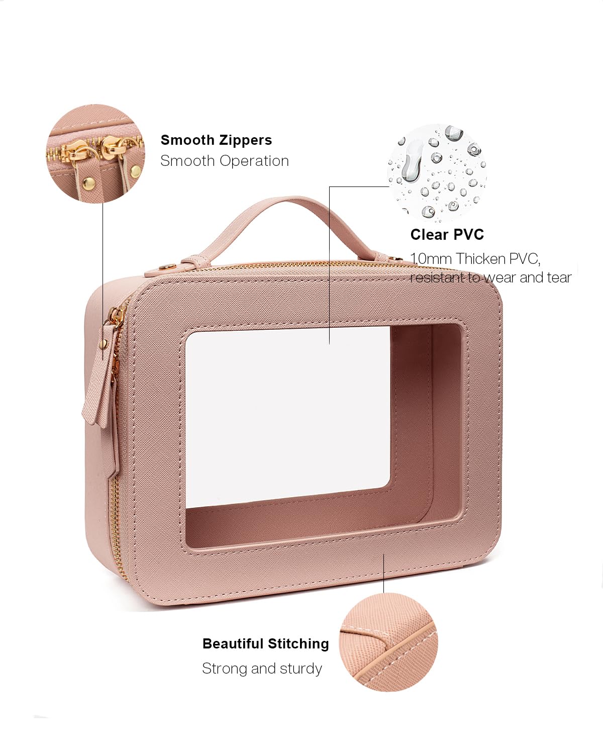 2 Pieces Travel Clear Makeup Bag, Large Clear Cosmetic Bag with Zipper Small Makeup Pouch for Purse Waterproof TSA Approved Toiletry Bag Case for Women Car Organizer Travel Essentials