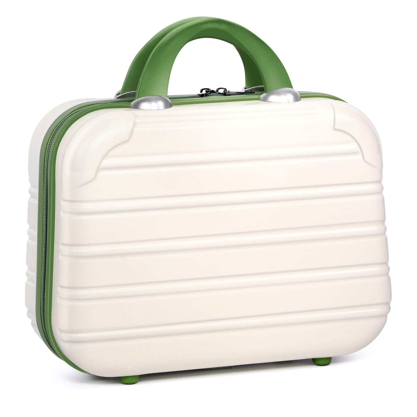 JZRTravel 14 Inch Hard Makeup Train Case PC ABS Portable Cosmetic Travel Case Mini Suitcase Organizer for Make up Toiletries Toys Clothes Storage with Handle Elastic Strap