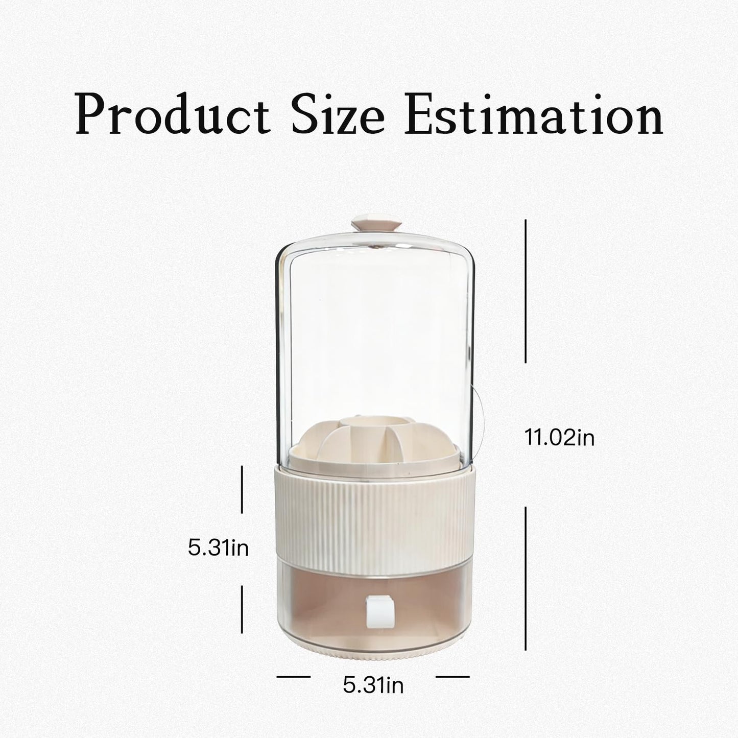 DHSUN Makeup Brush Holder With Lid, 360° Rotating Makeup Brush Organizer With Drawer, Toothbrush Holder With Cover & 7-Compartment (White)