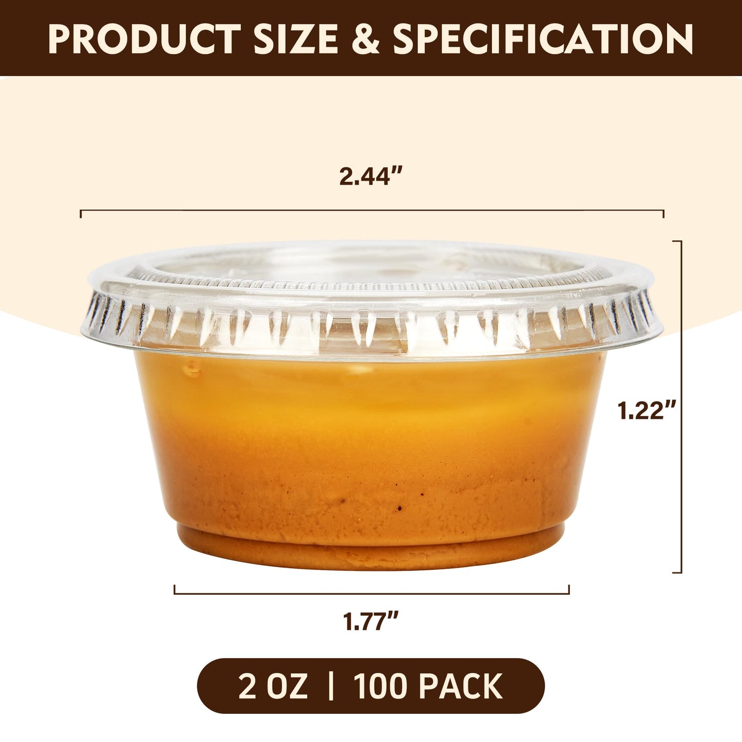 2 oz 500 pack Jello Cups with Lids, Disposable Souffle Cups with Lids, Clear Portion Cups for Dipping Sauce, Salad Dressing, Samples, Meal Prep, and Condiment, Ideal for Lunch, Party to Go, Trips