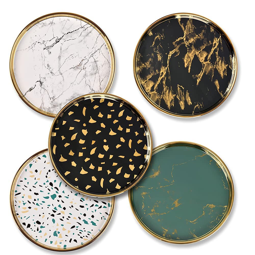 Makeup Perfume Organizer Round Bathroom Vanity Tray Decorative Dresser Tray Countertop Organizer Tray for Cosmetics,Green