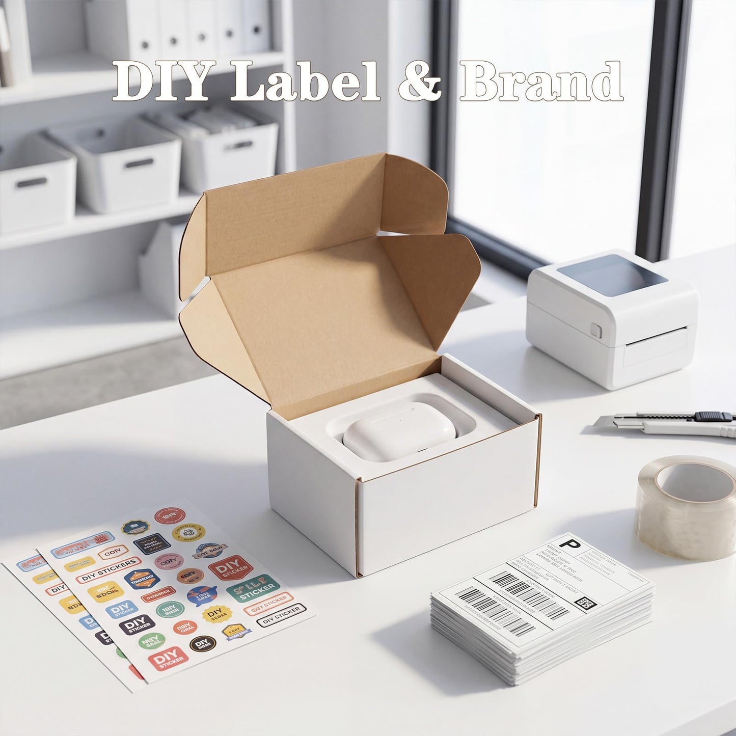 WIFTREY 6X4X3 Shipping Boxes Set of 30, 6X4X3 White Corrugated Cardboard Box for Packaging Small Business, Gift Packing, Mailing, Moving