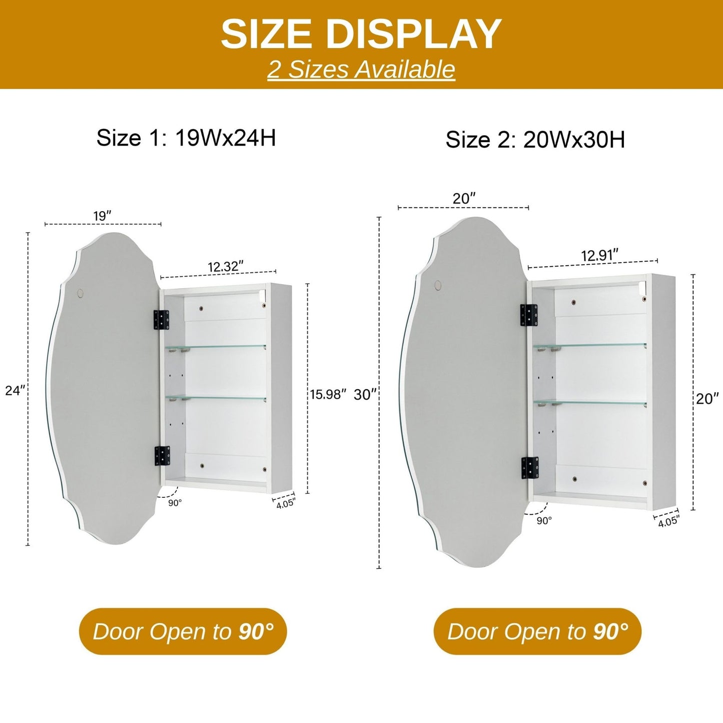 TOMACE Frameless Assymetrical Oval Medicine Cabinet with Beveled Mirror Irregular Surface Bathroom Medicine Cabinet Mirror with Storage for Bathroom, 20'' W x 30'' H