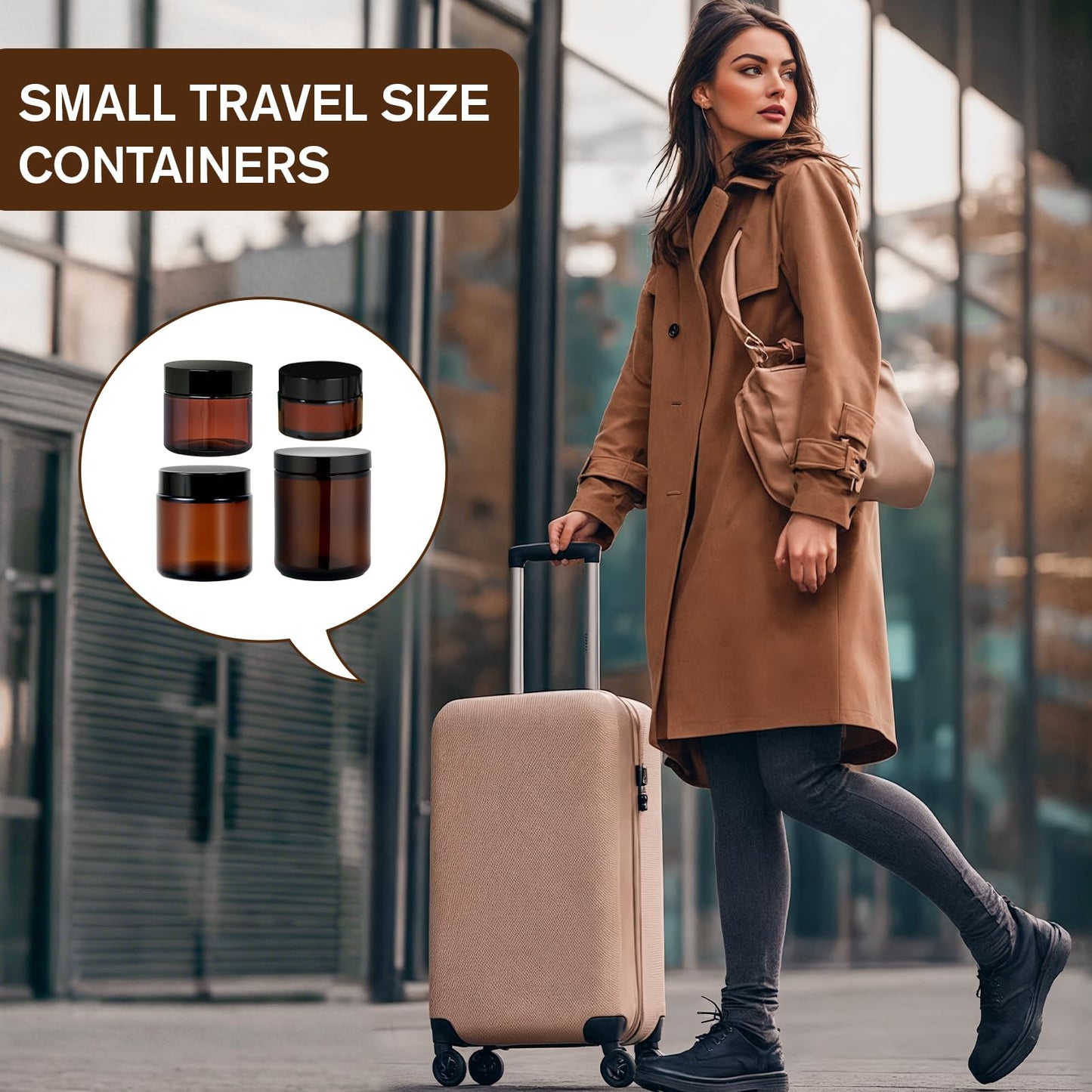 Amber Glass Jars with Lids, Hoa Kinh Total 16Pack 8oz 4oz, 2oz and 1oz Glass Jars with Lids Empty Cosmetic Containers Round Airtight Glass Jar with Inner Liners and Lid for Storing Lotions, Powders