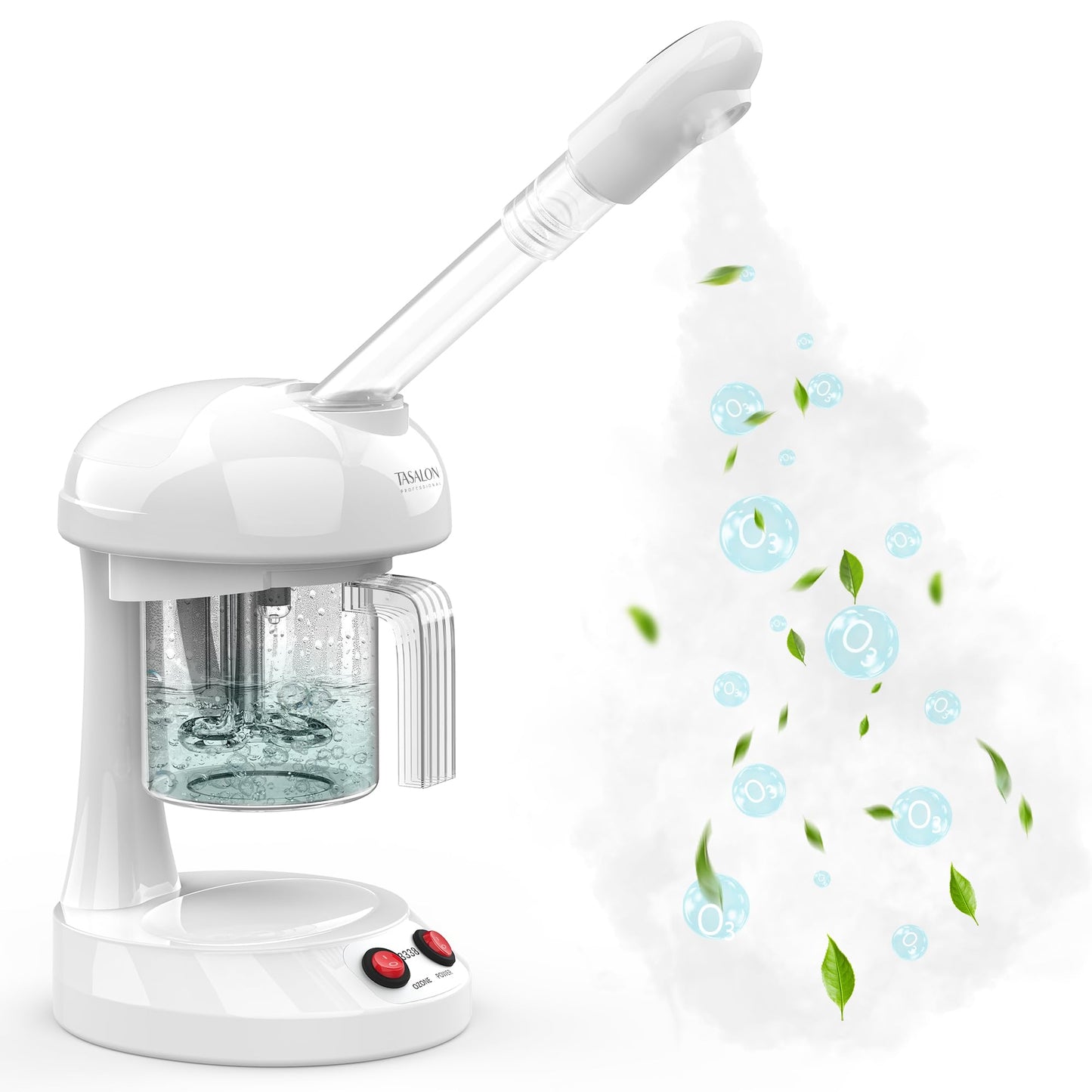 Facial Steamer - TASALON Ozone Face Steamer for Facial, Portable Facial Steamer with Removable Water Tank, Nano Ionic Facial Steamer for Home Salon Spa or Personal Care, White