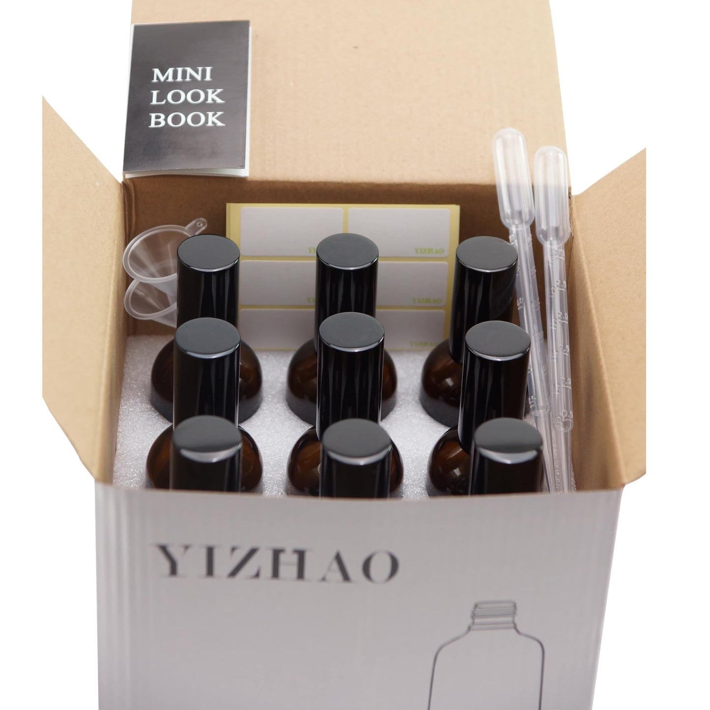 YIZHAO Amber Glass Spray Bottles 4oz, with Small Fine Mist Spray, Metal Cap, Refillable for Essential Oil,Travel,Cleaning,Perfume,Aromatherapy,Makeup – 9 Pcs